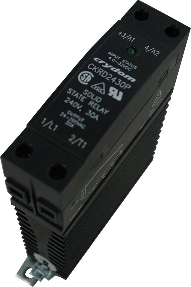 CKRD2430P, Solid State Relay, Single Phase 4-32VDC Control, 30A, 24-280VAC Load, w/Varistor, Din Rail CKRD2430P, Solid State Relay, Single Phase 4-32VDC Control, 30A, 24-280VAC Load, w/Varistor, Din Rail